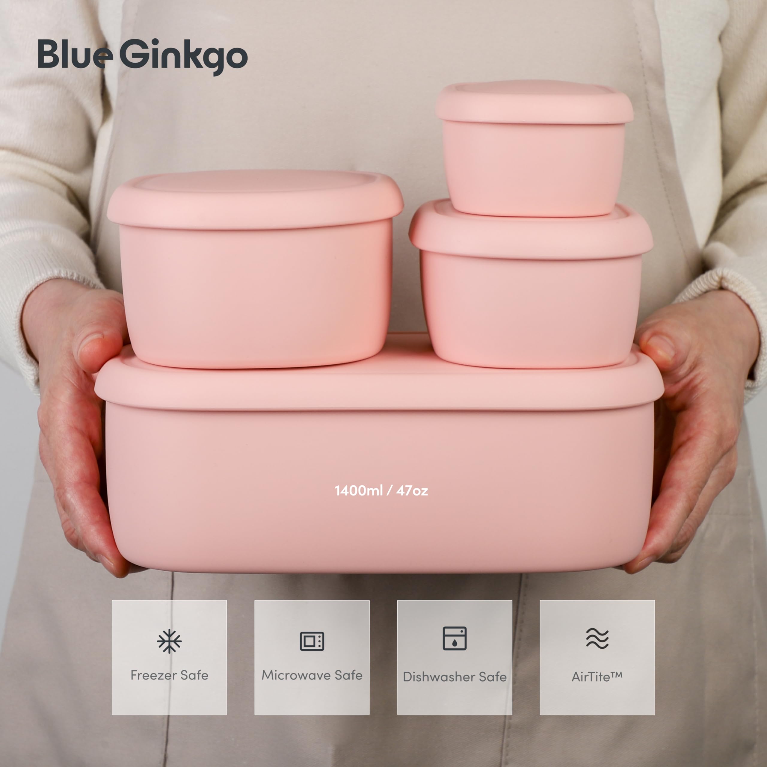 Amazon｜BLUE GINKGO 入れ子シリコン容器 - 大型シリコン食品保存容器